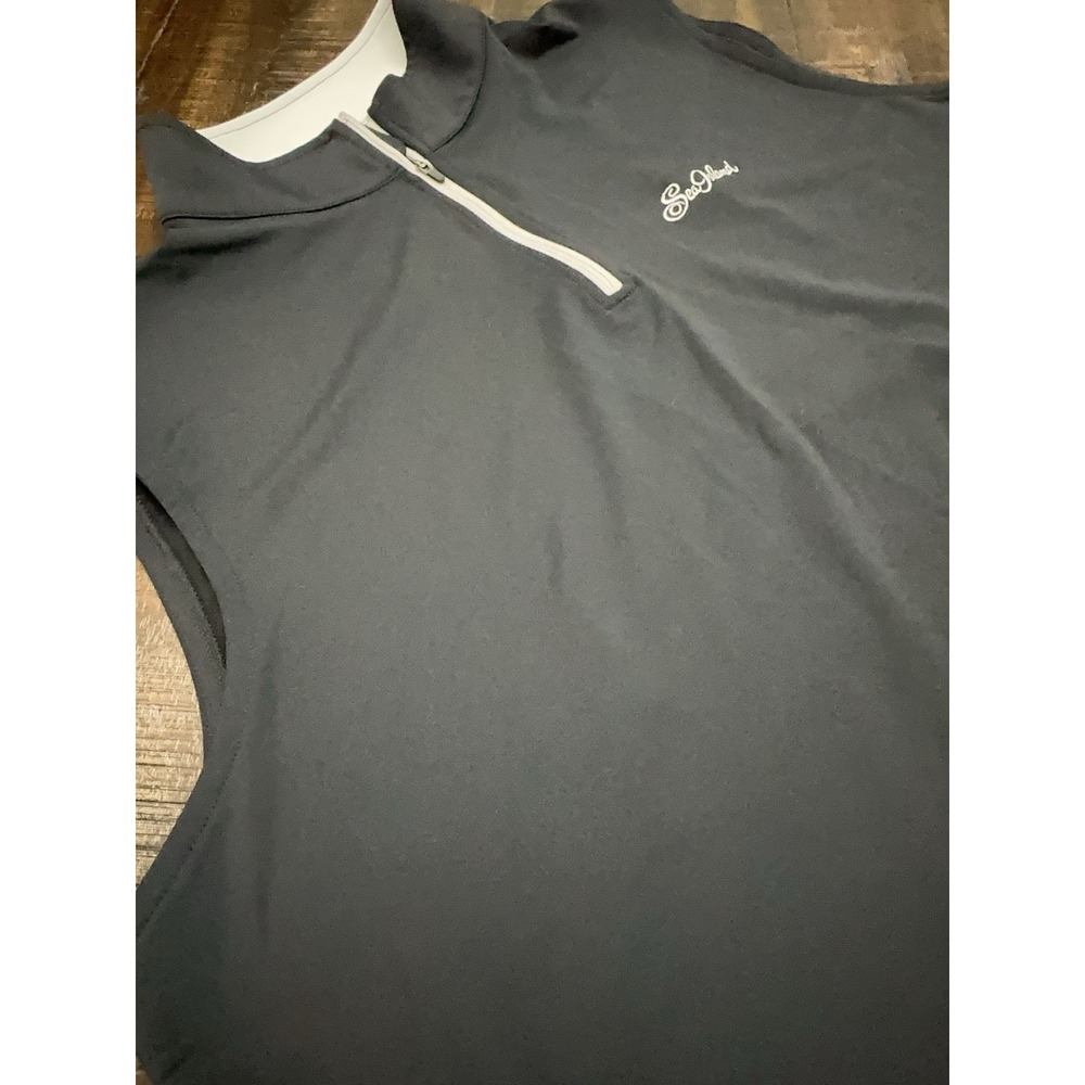 Peter Millar Mens 2XL Black 1/4 Zip Sleeveless Golf Vest Sea Island Element XXL